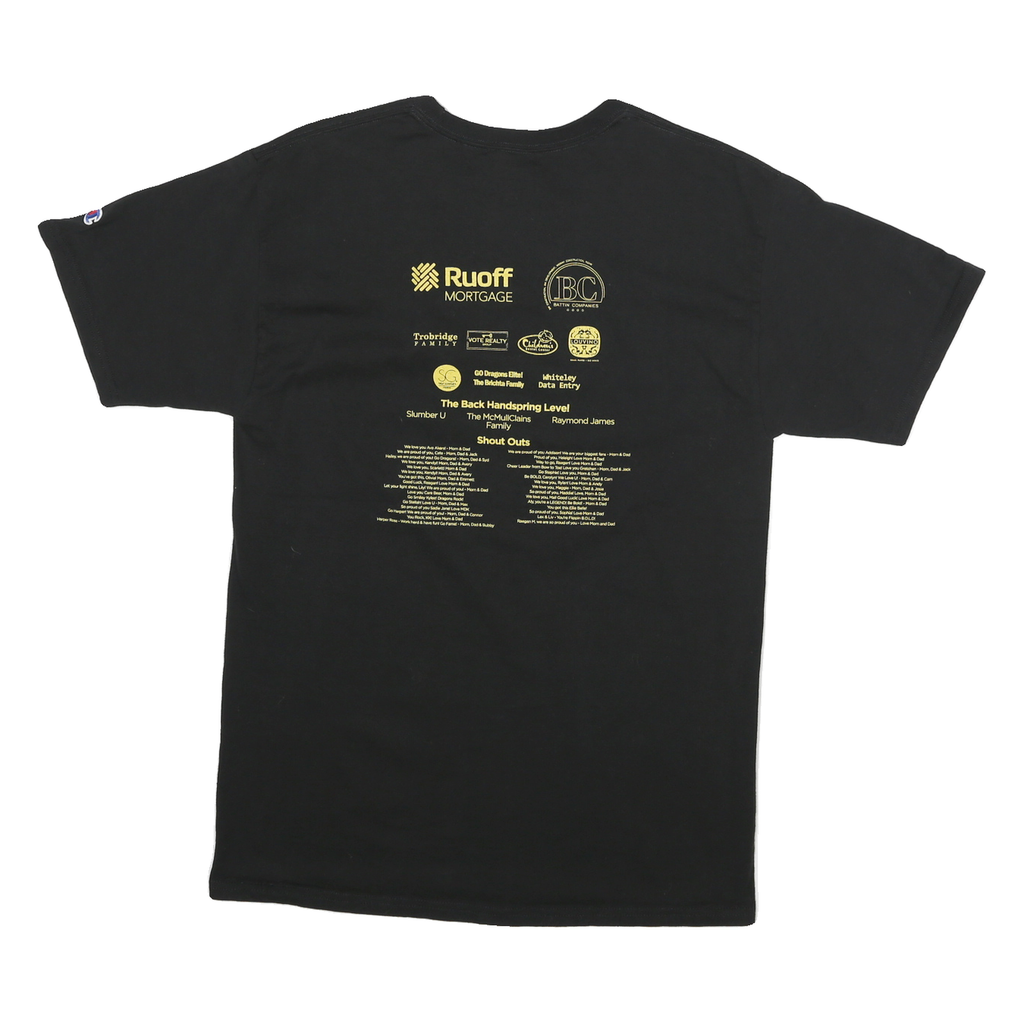 CHAMPION Mens Black Deveau's Elite Graphic T-Shirt M Crew Neck Short Sleeve