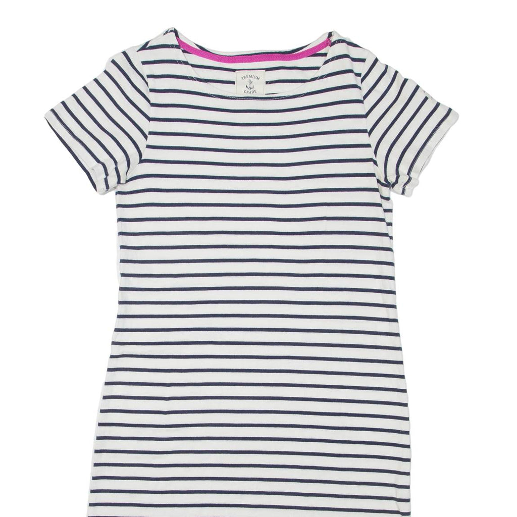 JOULES Womens T-Shirt Dress White Striped Short Sleeve Knee Length UK 10
