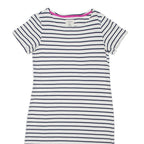 JOULES Womens T-Shirt Dress White Striped Short Sleeve Knee Length UK 10