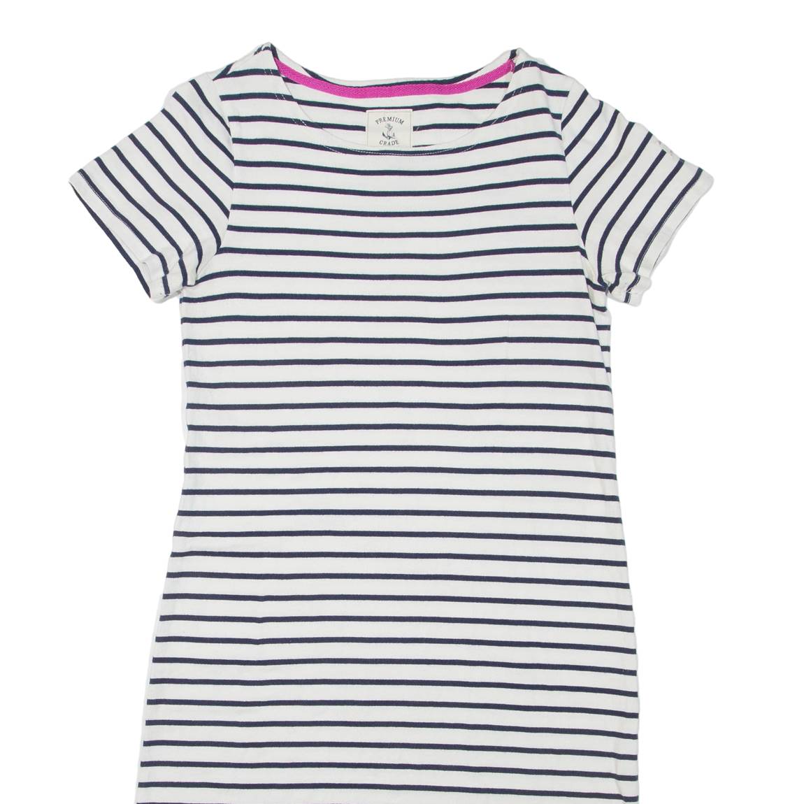 JOULES Womens T-Shirt Dress White Striped Short Sleeve Knee Length UK 10
