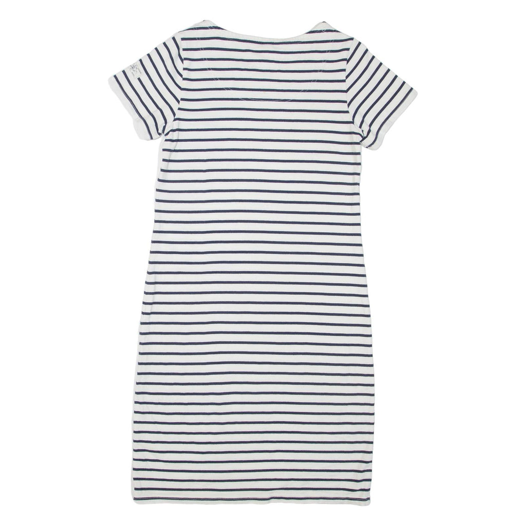 JOULES Womens T-Shirt Dress White Striped Short Sleeve Knee Length UK 10