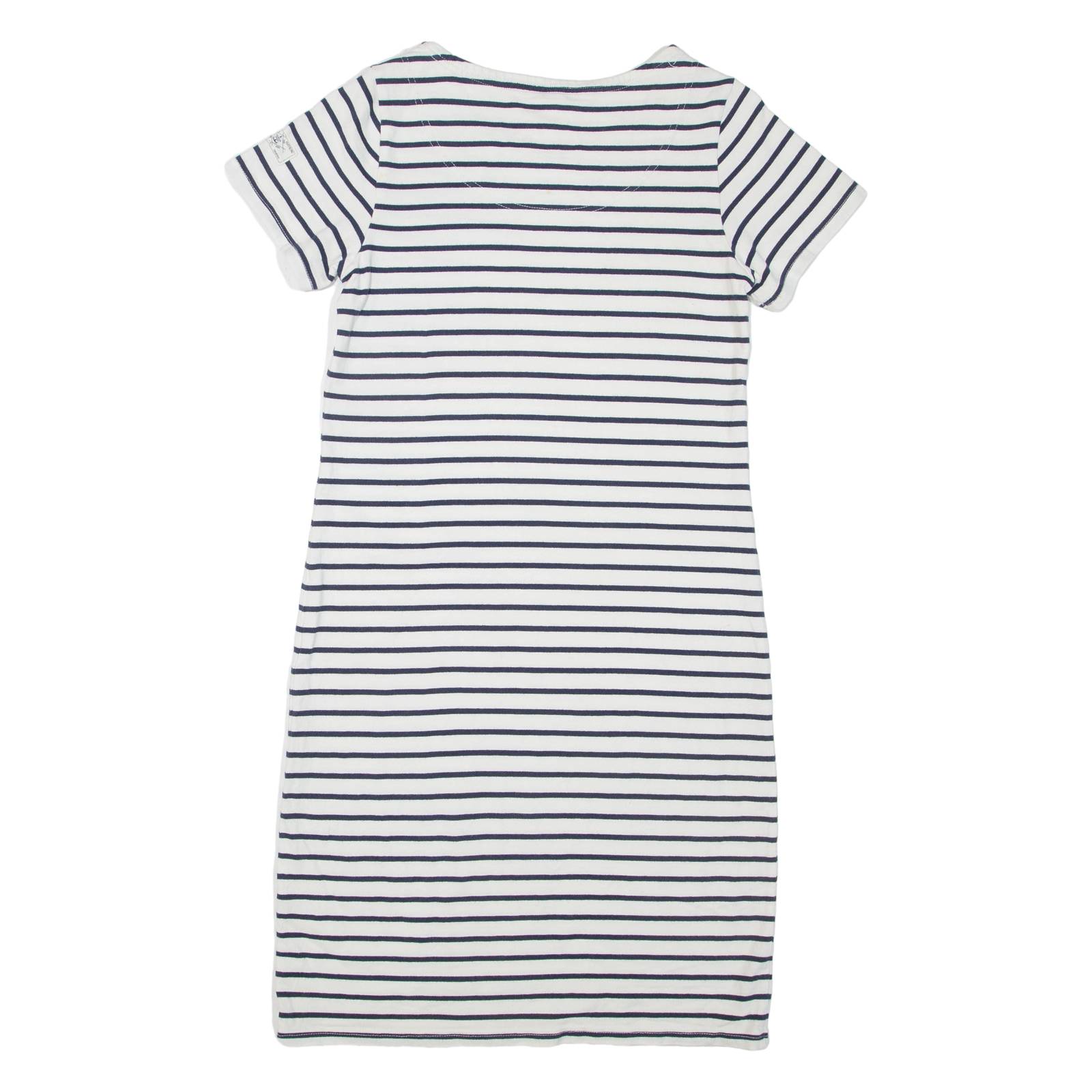 JOULES Womens T-Shirt Dress White Striped Short Sleeve Knee Length UK 10