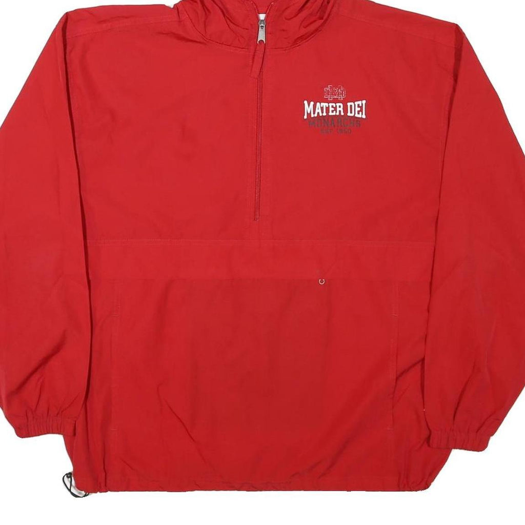 CHAMPION Mens Red Mater Dei Hoodie Jacket L Nylon Plain Zip Hooded Sportswear