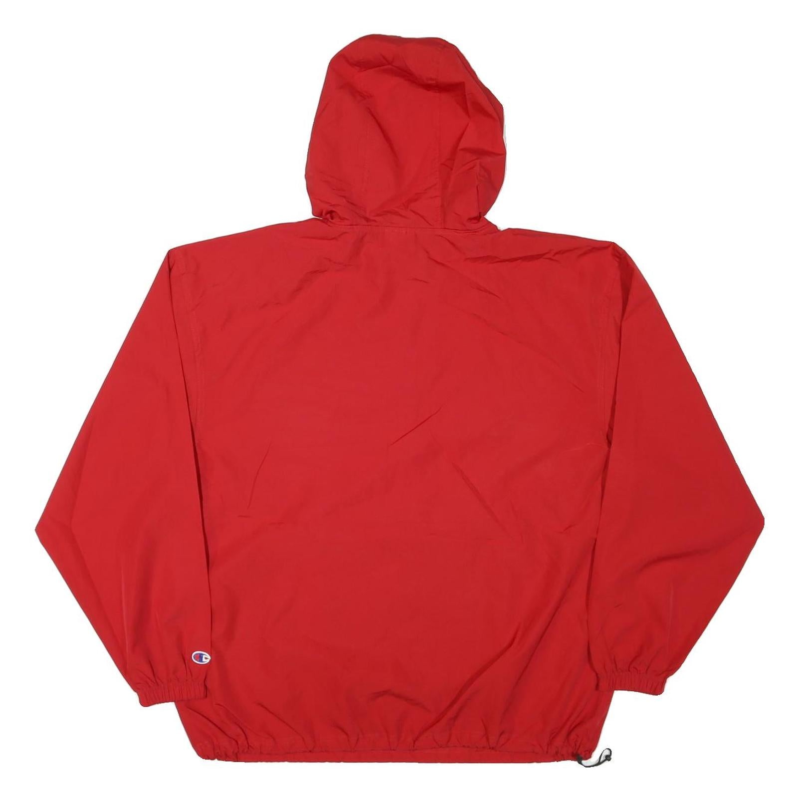 CHAMPION Mens Red Mater Dei Hoodie Jacket L Nylon Plain Zip Hooded Sportswear