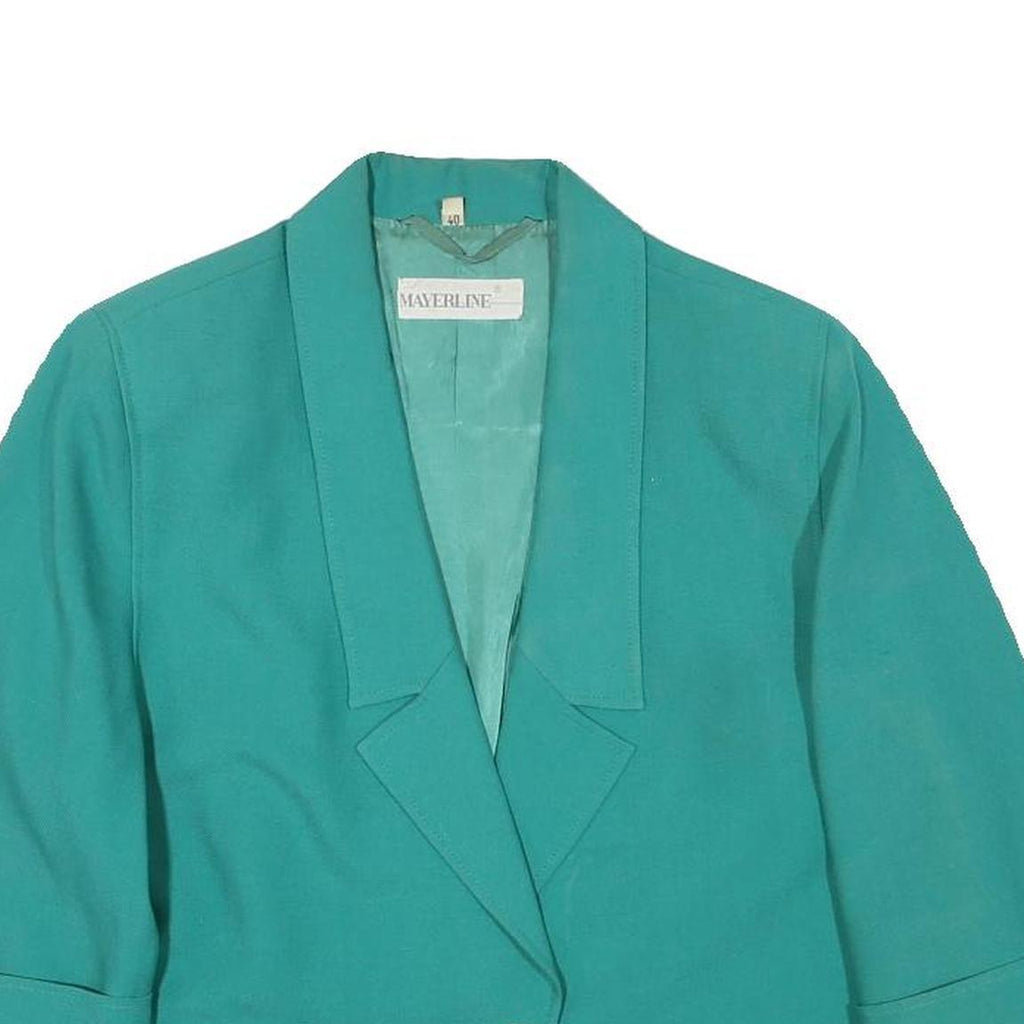MAYERLINE Womens Green Button Jacket S Polyester Blend Classic Blazer Style