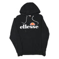 ELLESSE Womens Black Hoodie UK 12 Pullover Cotton Blend Casual Logo Sweatshirt