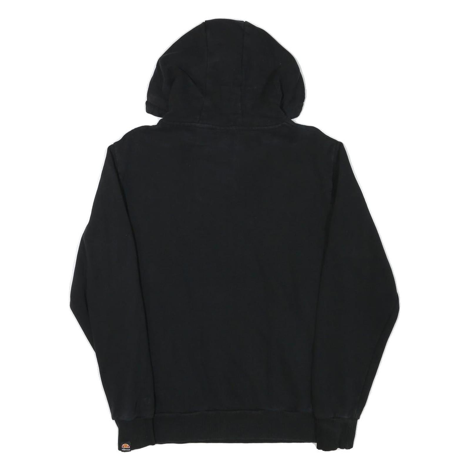ELLESSE Womens Black Hoodie UK 12 Pullover Cotton Blend Casual Logo Sweatshirt