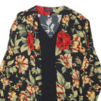 BIAGGINI Womens Black & Red Floral Button Shirt Long Sleeve V-Neck L Elegant