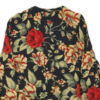 BIAGGINI Womens Black & Red Floral Button Shirt Long Sleeve V-Neck L Elegant