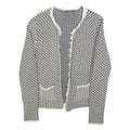 Esprit Womens Black & White Knit Jacket S Woven Chevron Pattern Open Front
