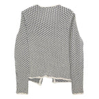 Esprit Womens Black & White Knit Jacket S Woven Chevron Pattern Open Front