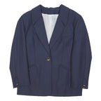 TREVIRA Womens Navy Blue Wool Classic Jacket M Button Plain Elegant