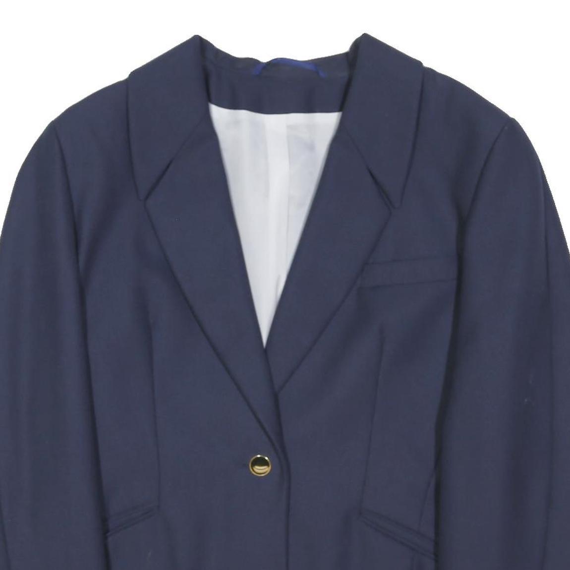 TREVIRA Womens Navy Blue Wool Classic Jacket M Button Plain Elegant