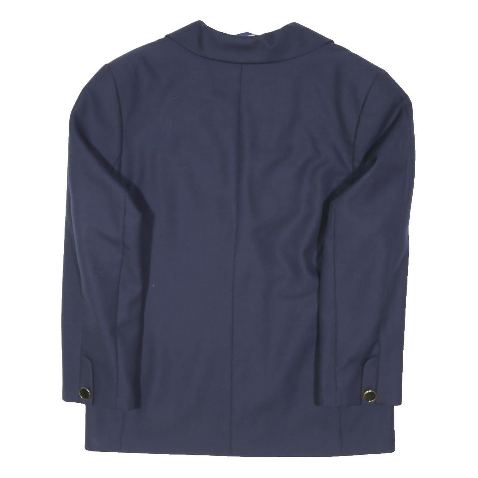 TREVIRA Womens Navy Blue Wool Classic Jacket M Button Plain Elegant