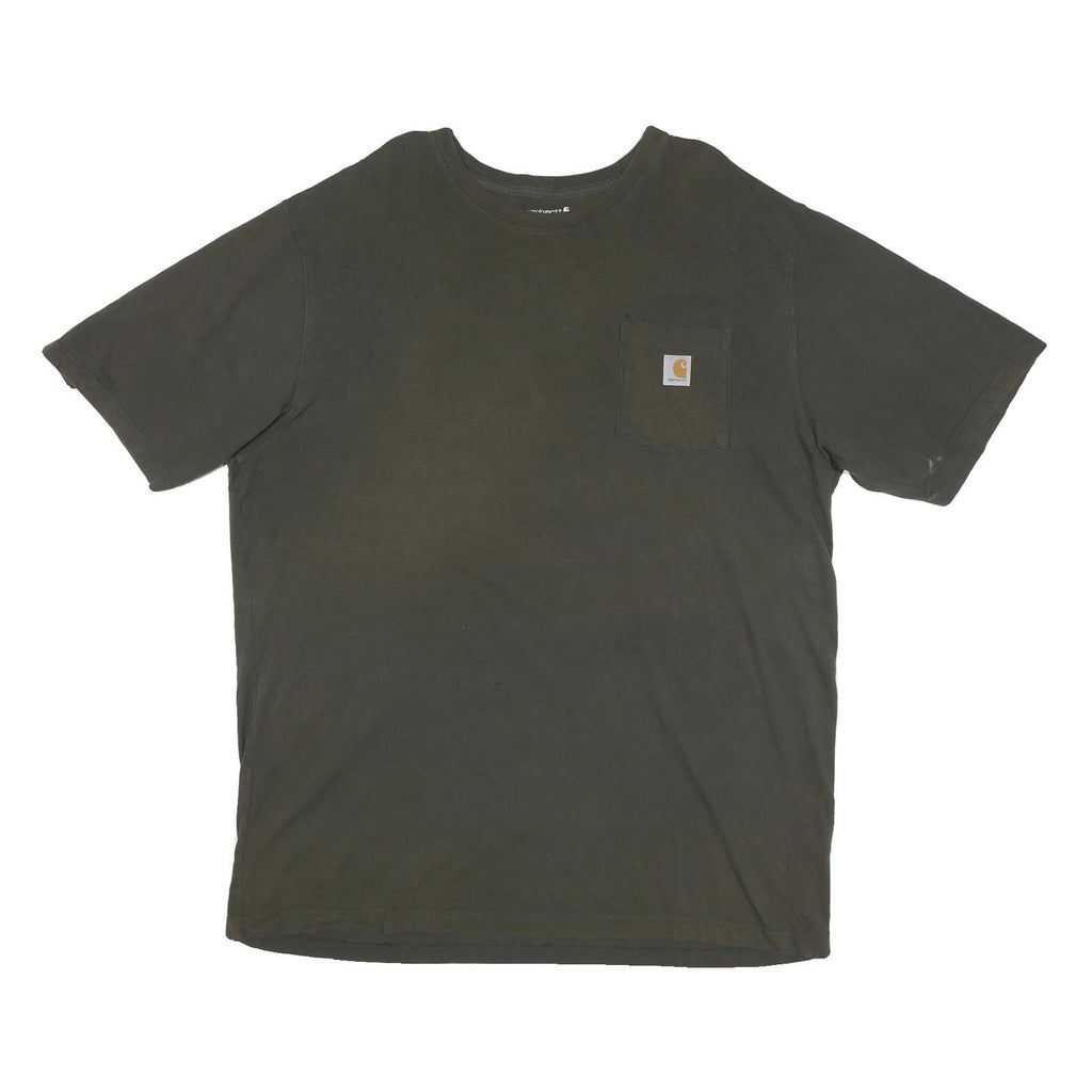 CARHARTT Mens Dark Green Cotton Blend Casual T-Shirt XL Crew Neck Short Sleeve