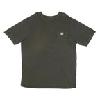 CARHARTT Mens Dark Green Cotton Blend Casual T-Shirt XL Crew Neck Short Sleeve