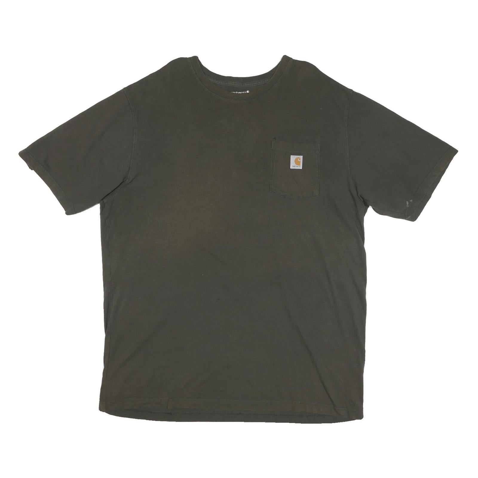 CARHARTT Mens Dark Green Cotton Blend Casual T-Shirt XL Crew Neck Short Sleeve