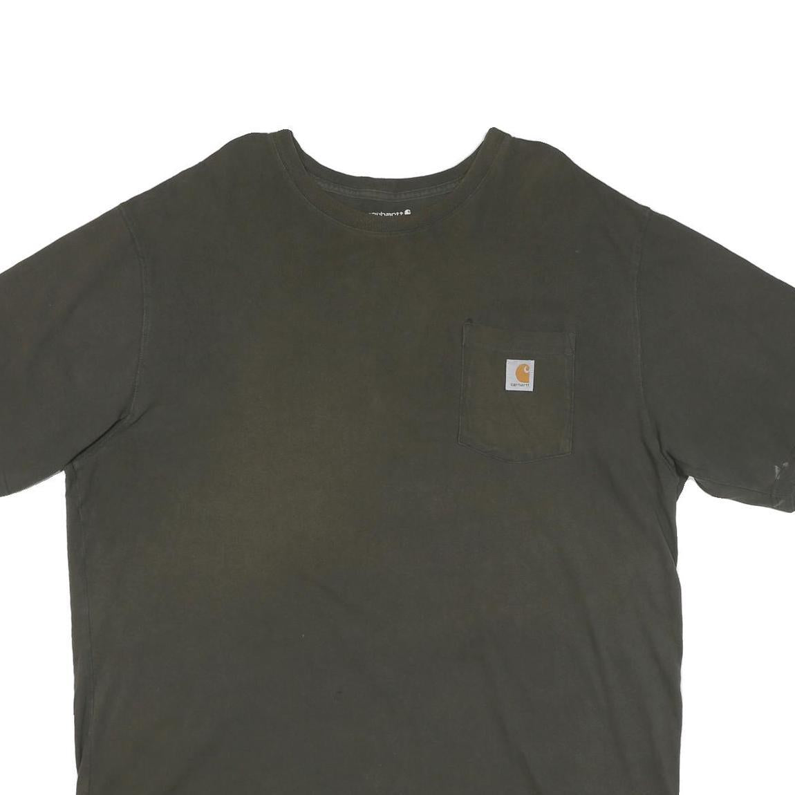 CARHARTT Mens Dark Green Cotton Blend Casual T-Shirt XL Crew Neck Short Sleeve