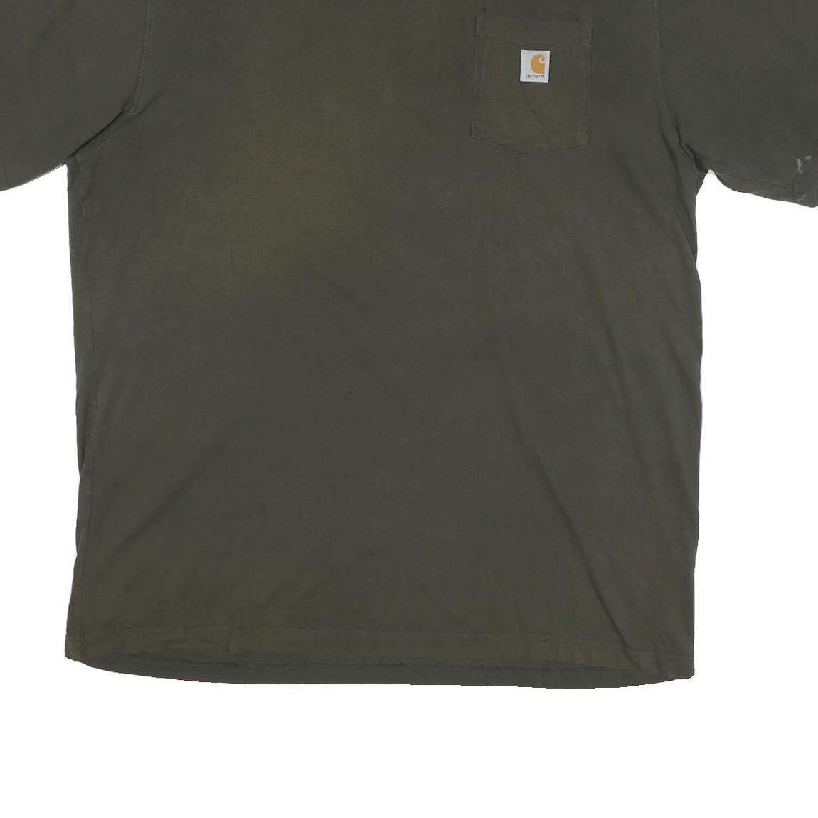 CARHARTT Mens Dark Green Cotton Blend Casual T-Shirt XL Crew Neck Short Sleeve