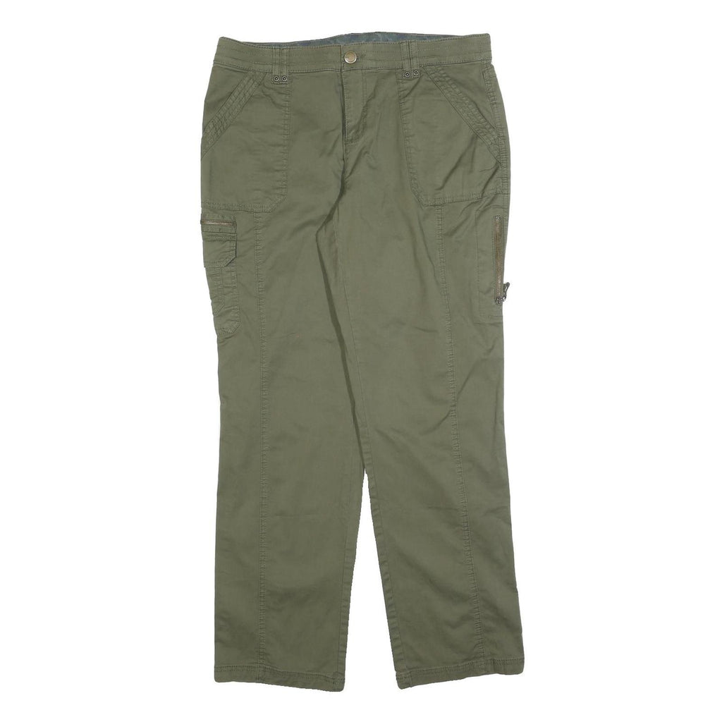 NATURAL REFLECTIONS Womens Cotton Blend Green Regular Fit Straight Leg Trousers