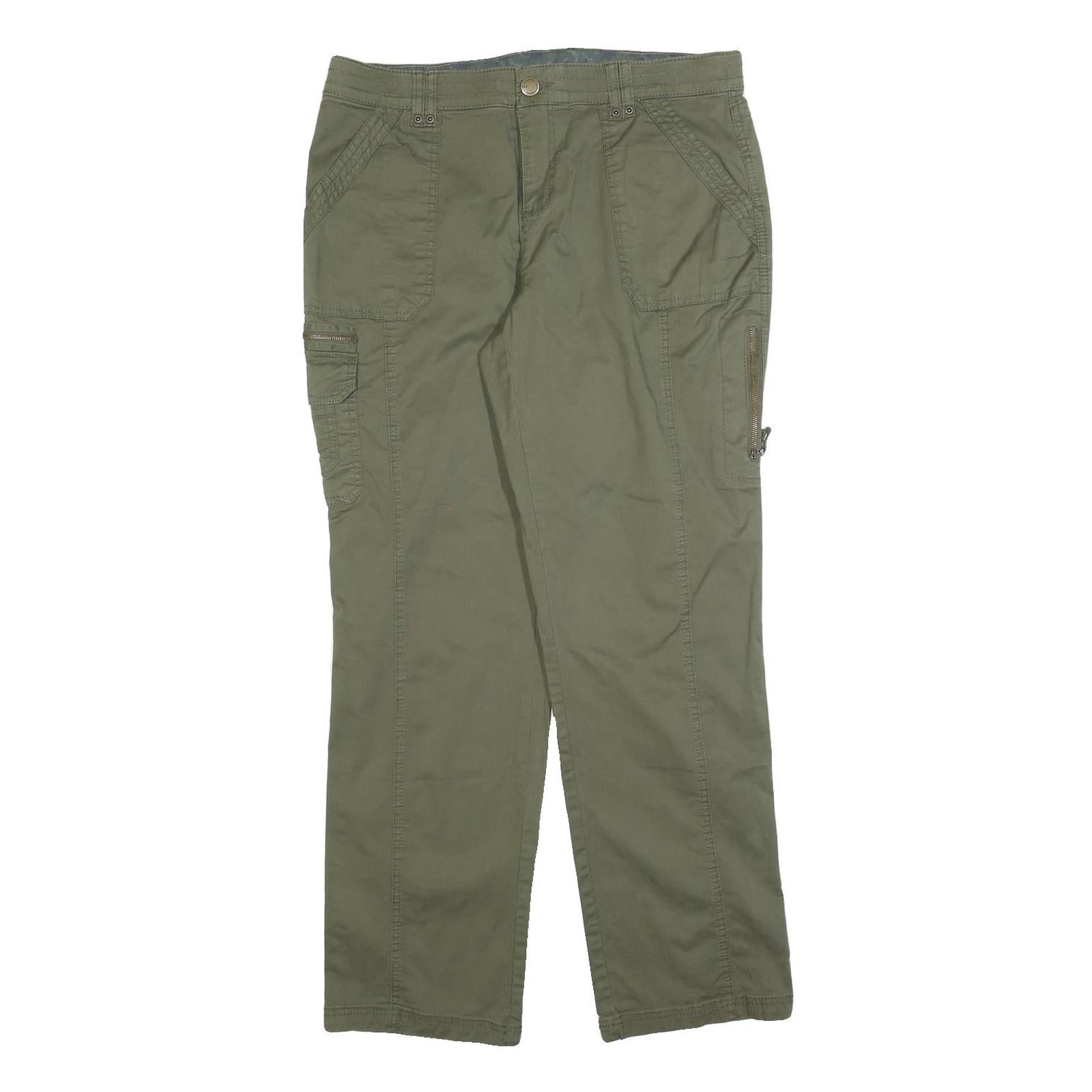 NATURAL REFLECTIONS Womens Cotton Blend Green Regular Fit Straight Leg Trousers