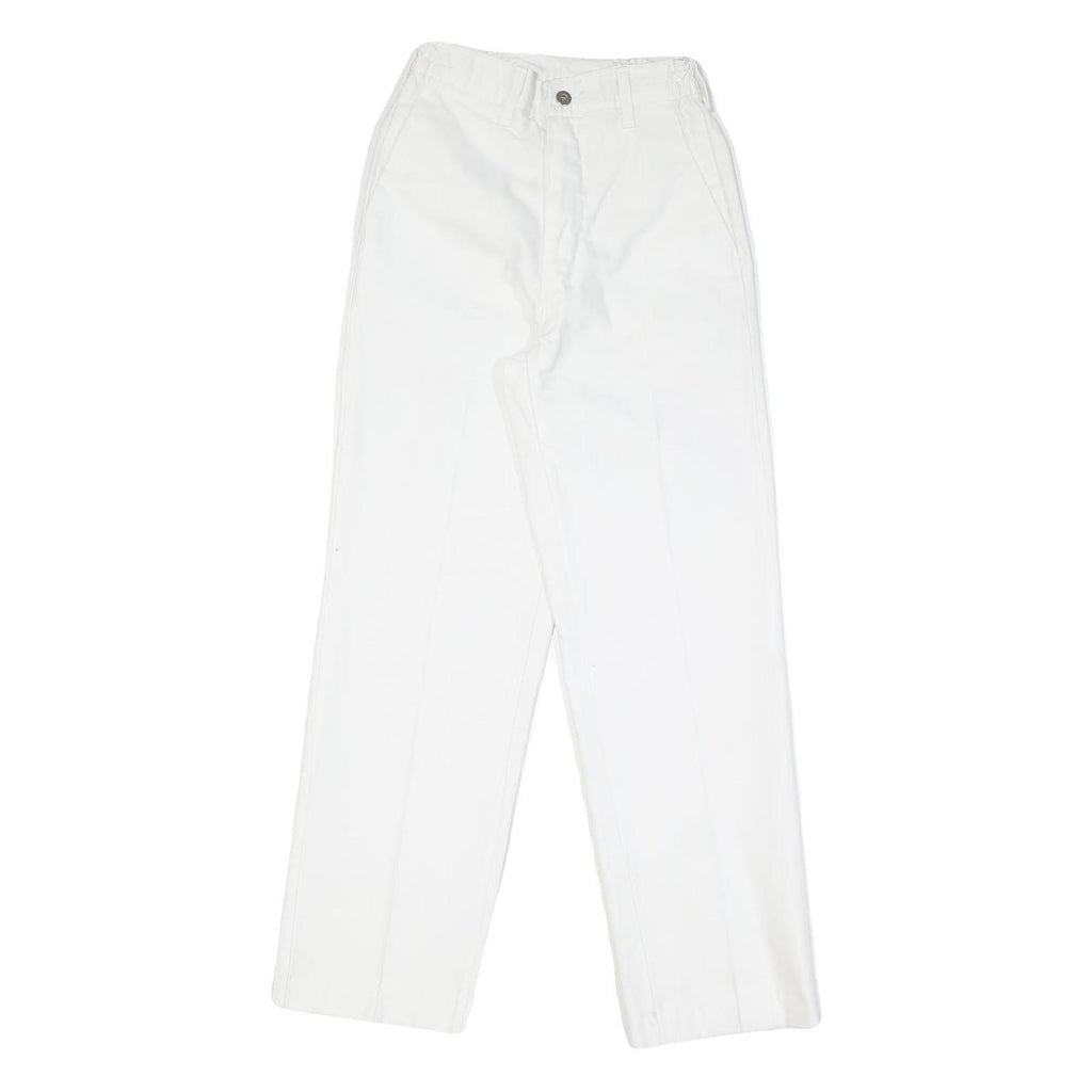 Womens White Cotton Blend Regular Fit Straight Leg Trousers W22 L28 Casual Zip