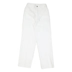 Womens White Cotton Blend Regular Fit Straight Leg Trousers W22 L28 Casual Zip