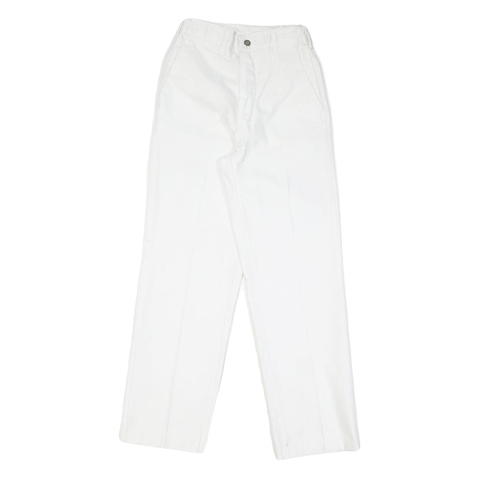 Womens White Cotton Blend Regular Fit Straight Leg Trousers W22 L28 Casual Zip