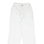 Womens White Cotton Blend Regular Fit Straight Leg Trousers W22 L28 Casual Zip