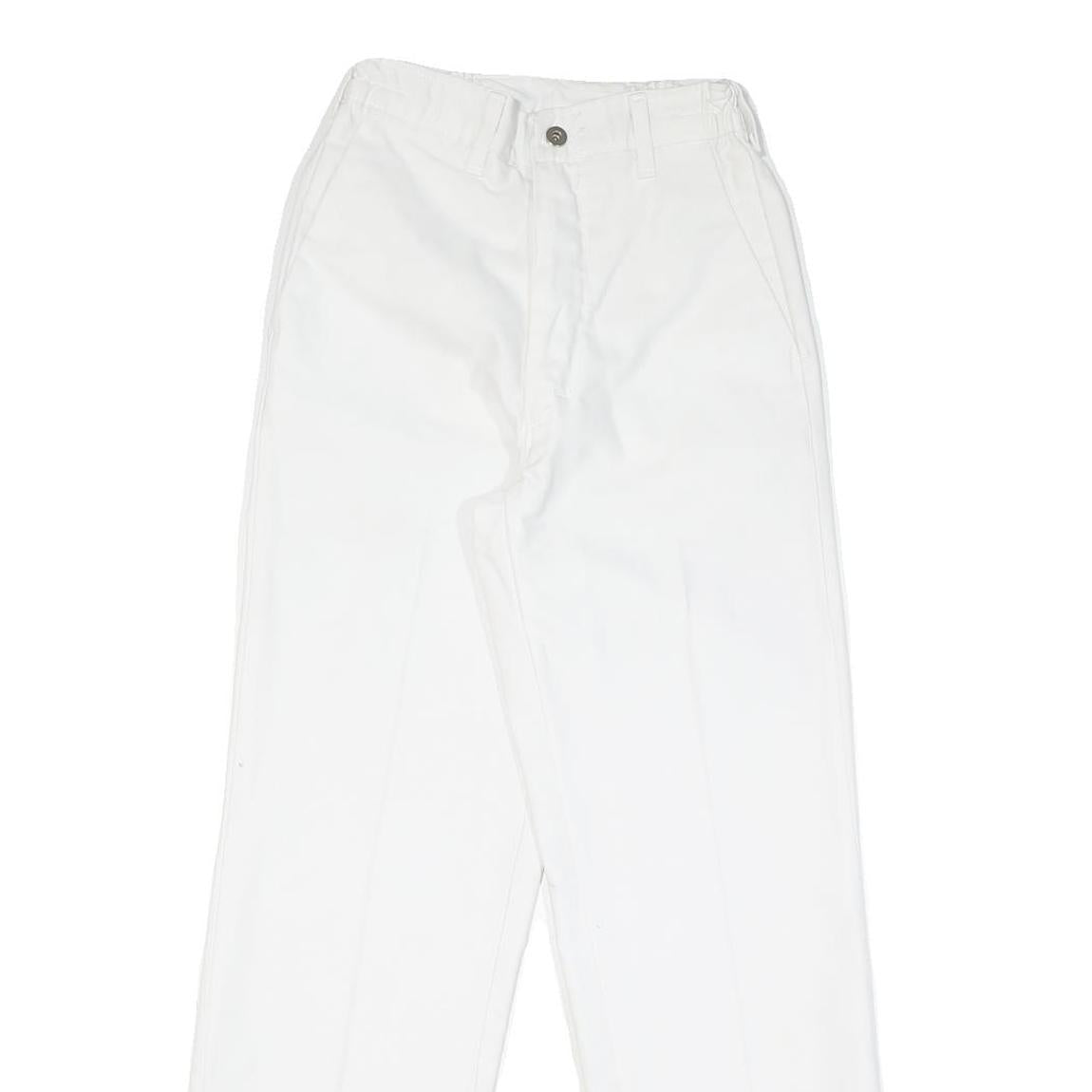 Womens White Cotton Blend Regular Fit Straight Leg Trousers W22 L28 Casual Zip