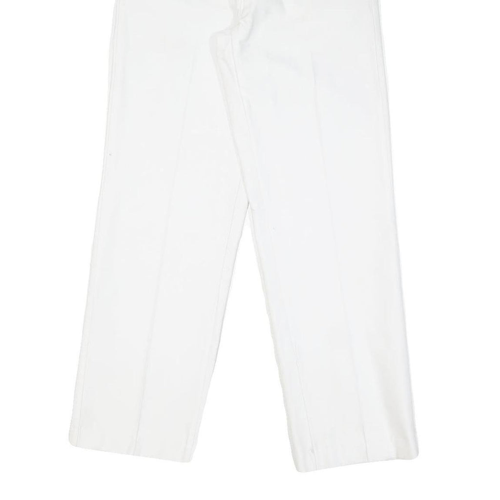 Womens White Cotton Blend Regular Fit Straight Leg Trousers W22 L28 Casual Zip