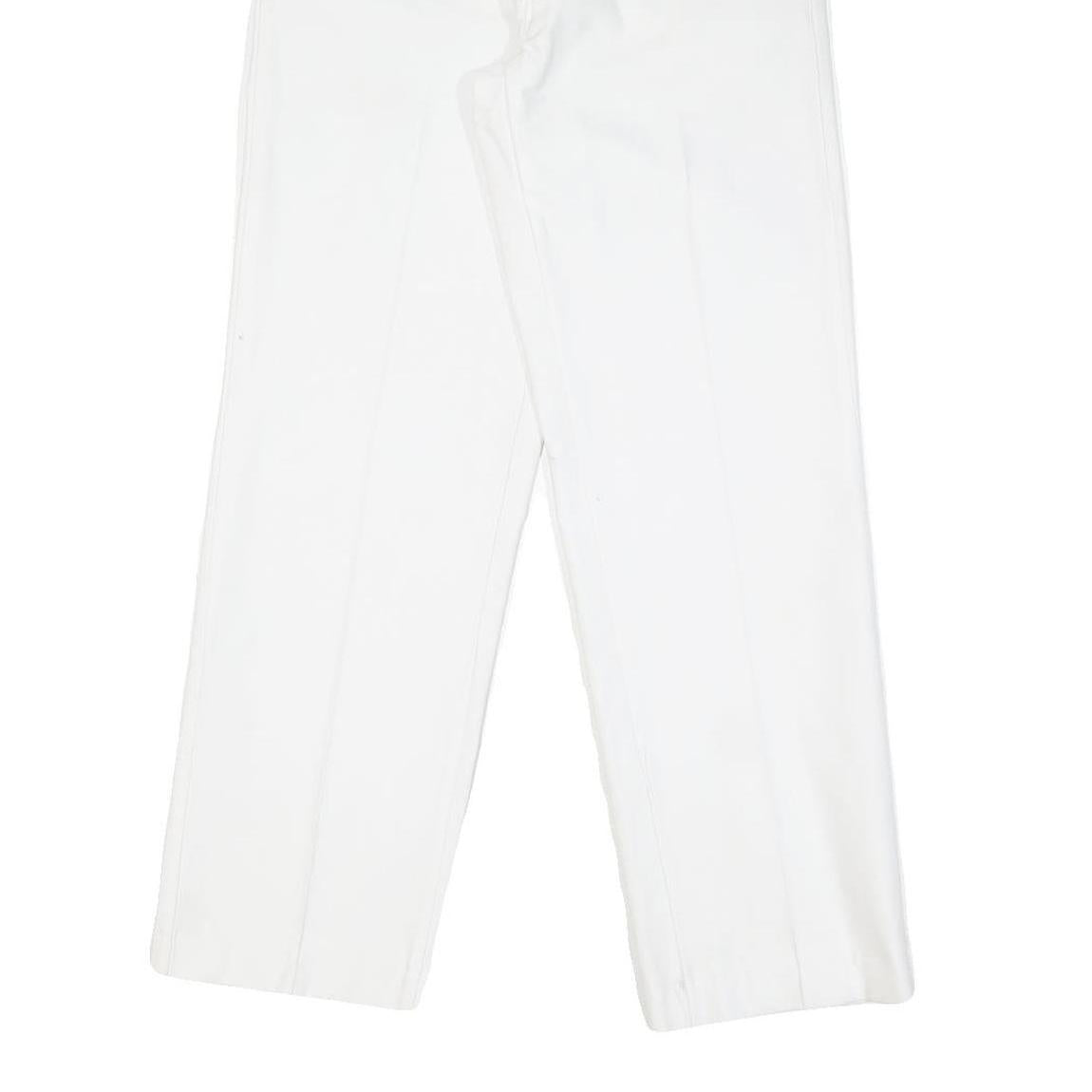 Womens White Cotton Blend Regular Fit Straight Leg Trousers W22 L28 Casual Zip