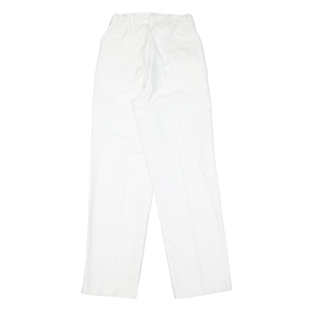 Womens White Cotton Blend Regular Fit Straight Leg Trousers W22 L28 Casual Zip