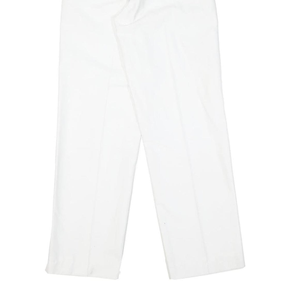 Womens White Cotton Blend Regular Fit Straight Leg Trousers W22 L28 Casual Zip