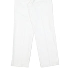 Womens White Cotton Blend Regular Fit Straight Leg Trousers W22 L28 Casual Zip