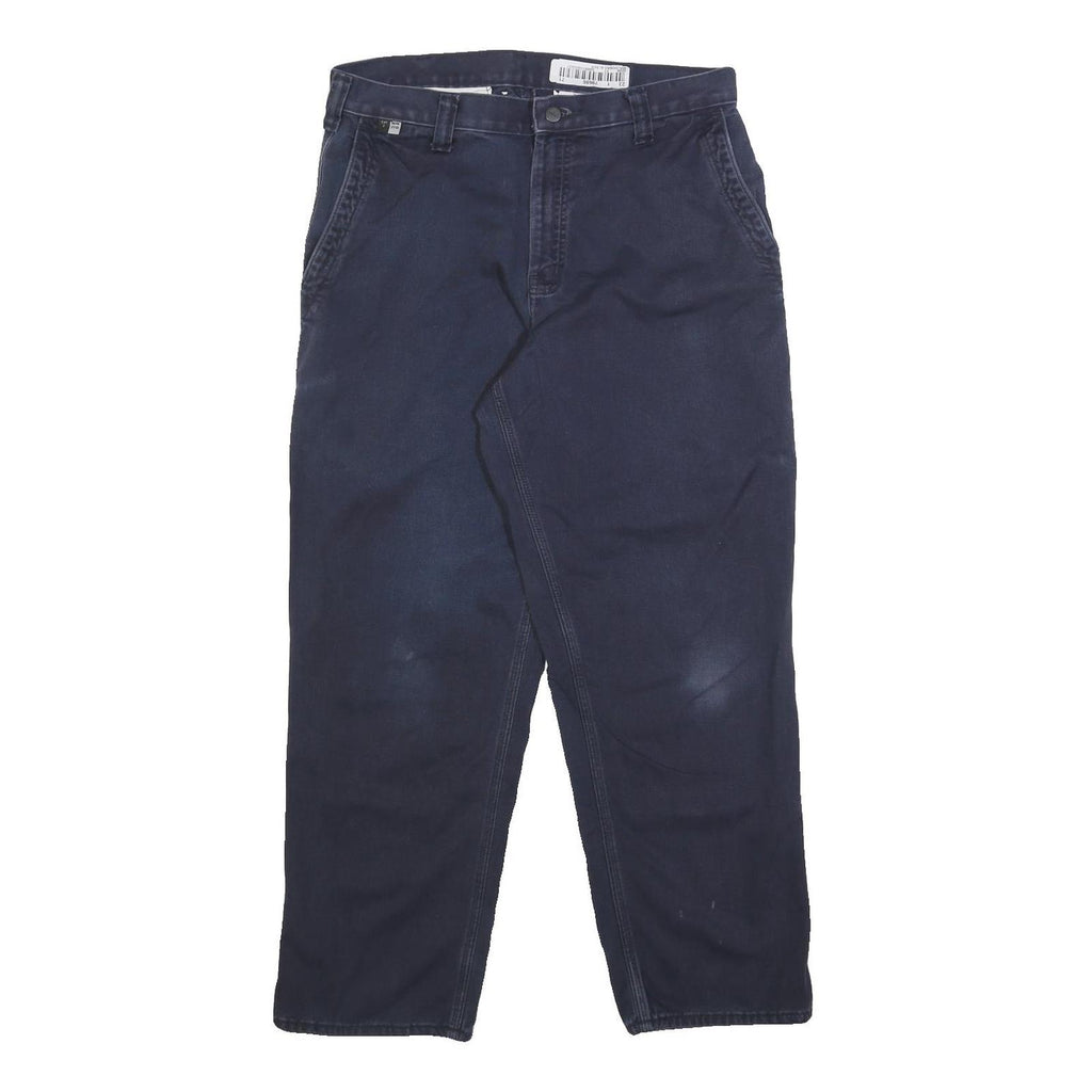 CARHARTT Mens Regular Navy Blue Cotton Blend Zip Trousers W32 L30 Classic