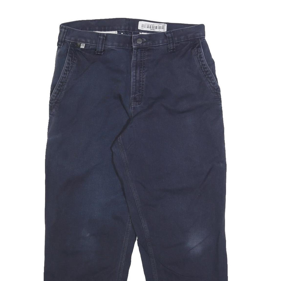 CARHARTT Mens Regular Navy Blue Cotton Blend Zip Trousers W32 L30 Classic