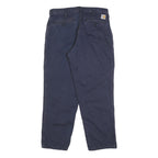 CARHARTT Mens Regular Navy Blue Cotton Blend Zip Trousers W32 L30 Classic