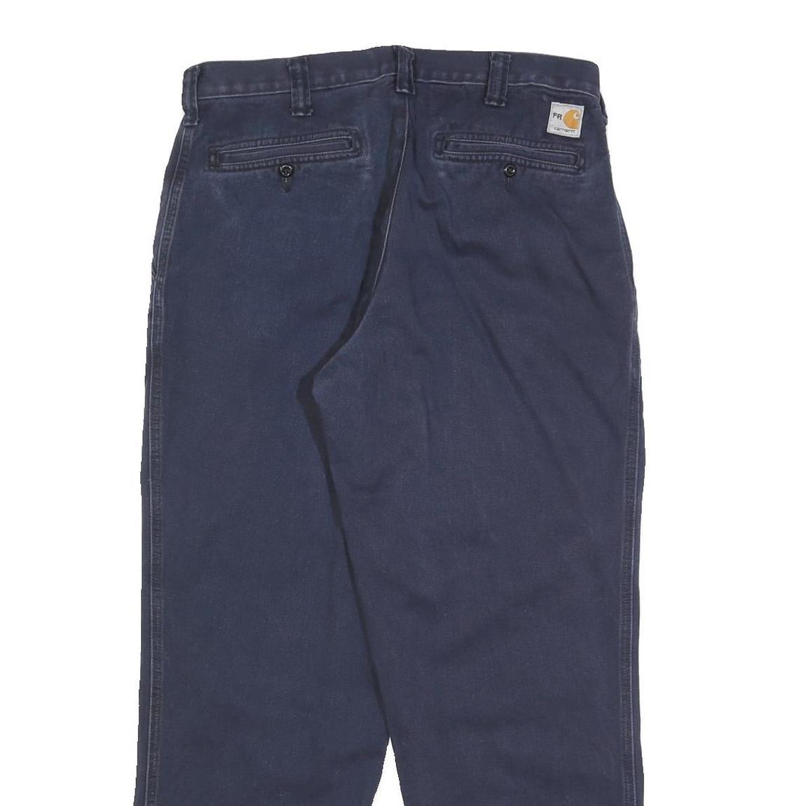 CARHARTT Mens Regular Navy Blue Cotton Blend Zip Trousers W32 L30 Classic