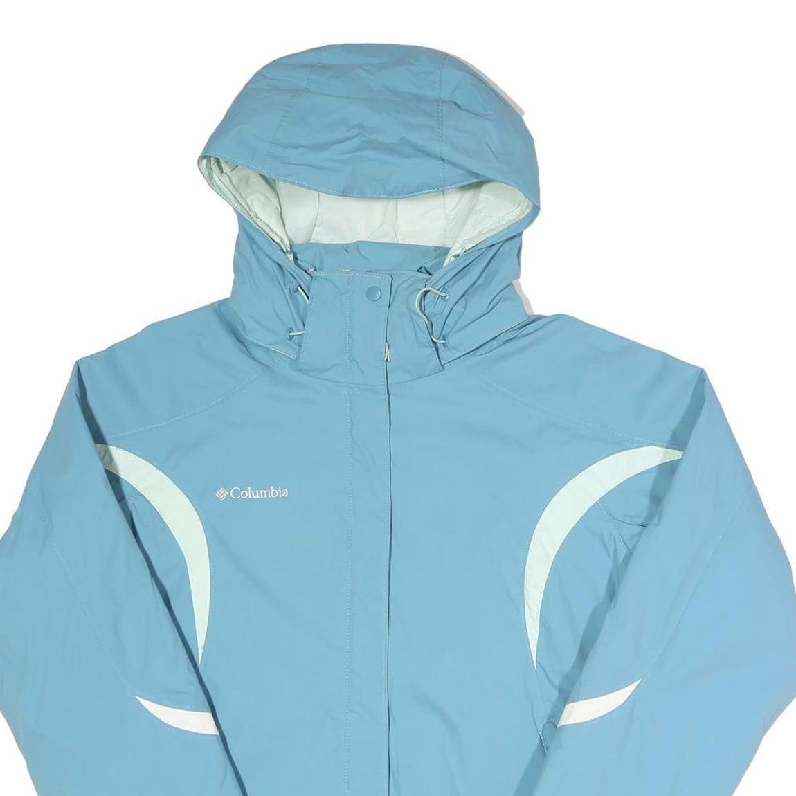 COLUMBIA Womens Blue & White Outdoor Jacket M Nylon Zip Hooded