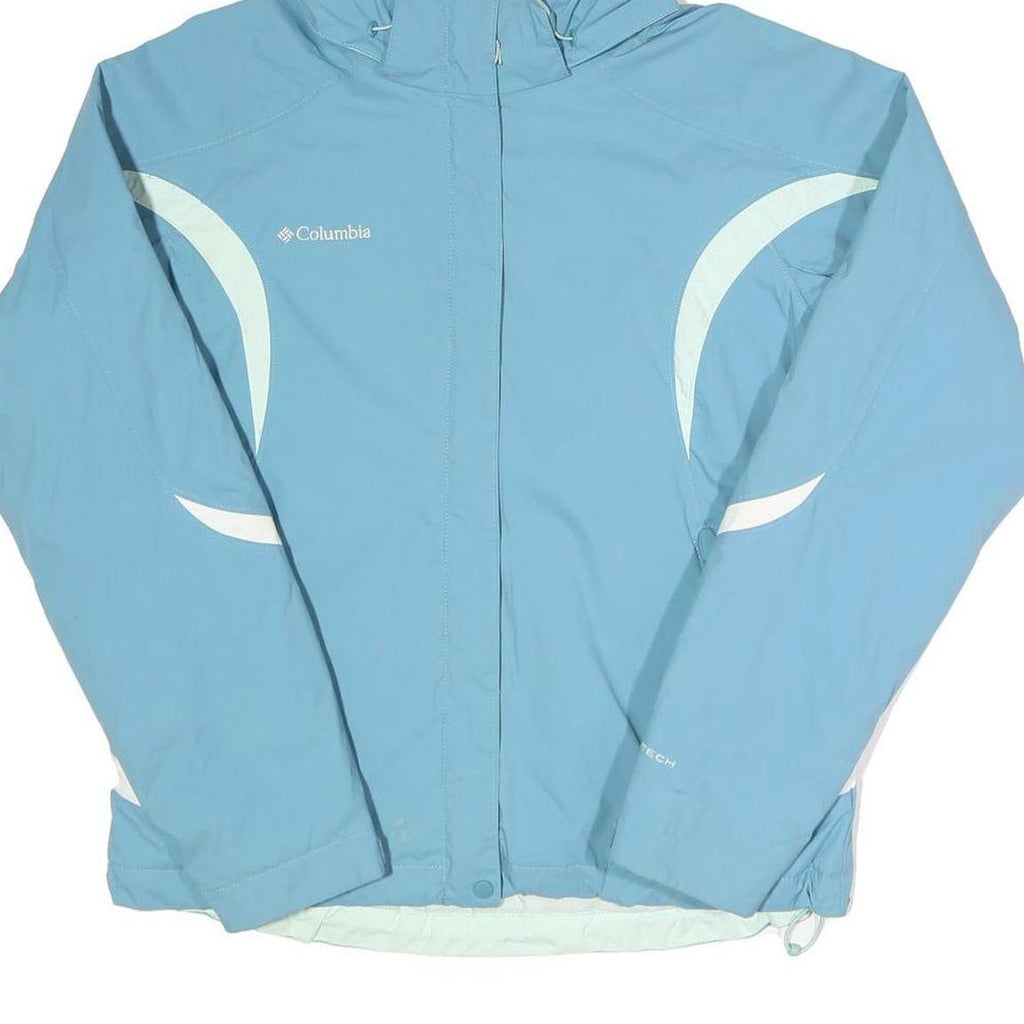 COLUMBIA Womens Blue & White Outdoor Jacket M Nylon Zip Hooded
