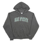 CHAMPION Mens Grey Sac State Zip Hoodie L Cotton Blend Casual Sports Sweatshirt