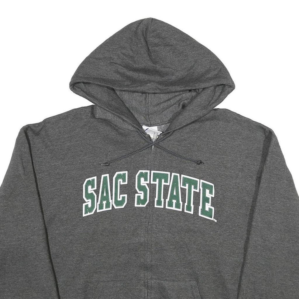 CHAMPION Mens Grey Sac State Zip Hoodie L Cotton Blend Casual Sports Sweatshirt