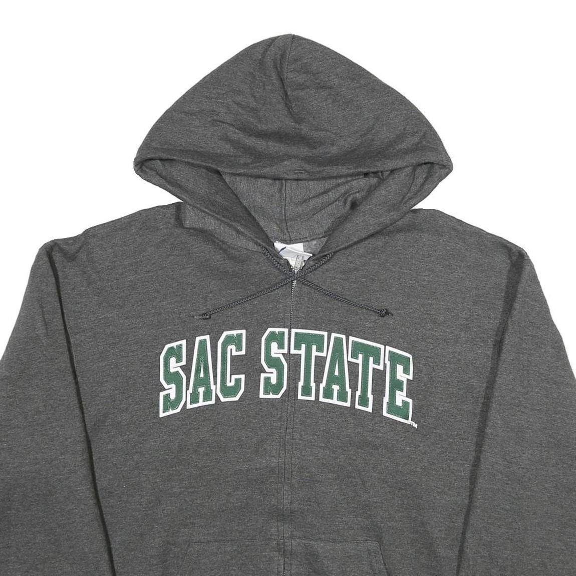 CHAMPION Mens Grey Sac State Zip Hoodie L Cotton Blend Casual Sports Sweatshirt