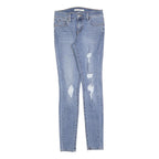 LEVI'S 710 Womens Slim Light Blue Denim Cotton Blend Zip W26 L28 Distressed