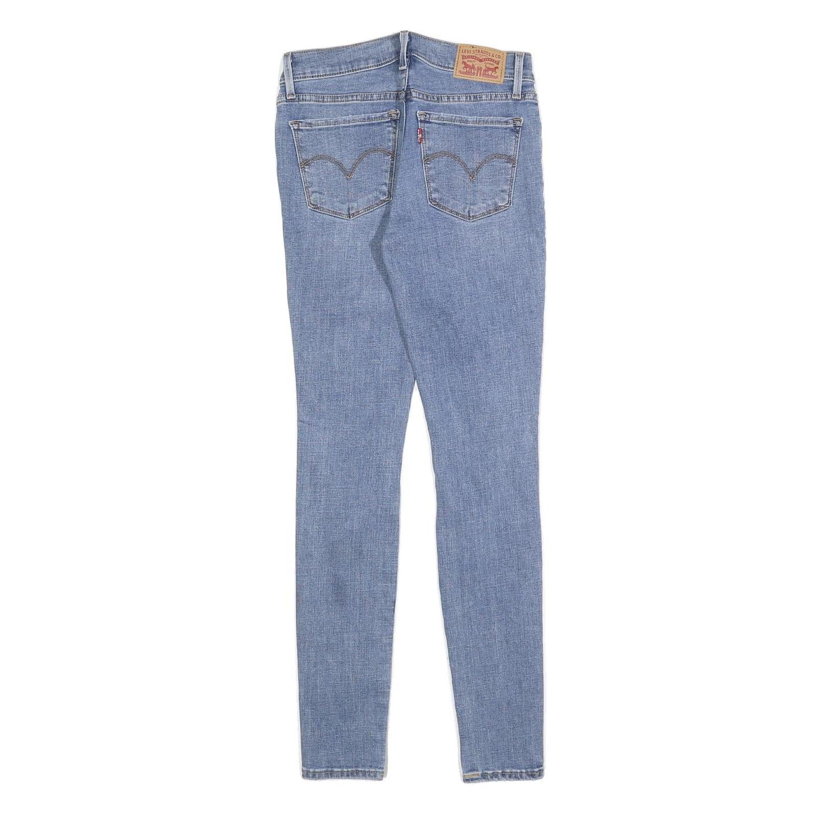 LEVI'S 710 Womens Slim Light Blue Denim Cotton Blend Zip W26 L28 Distressed