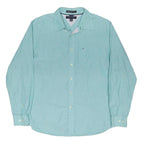 TOMMY HILFIGER Mens Blue Cotton Blend Shirt L Pocket Long Sleeve Classic Fit