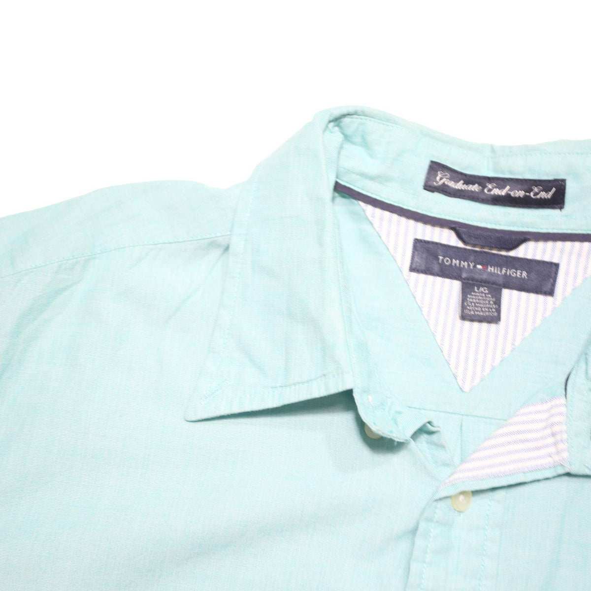 TOMMY HILFIGER Mens Blue Cotton Blend Shirt L Pocket Long Sleeve Classic Fit
