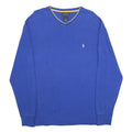 POLO RALPH LAUREN Mens Blue & Yellow Long Sleeve V-Neck Cotton T-Shirt L Luxury