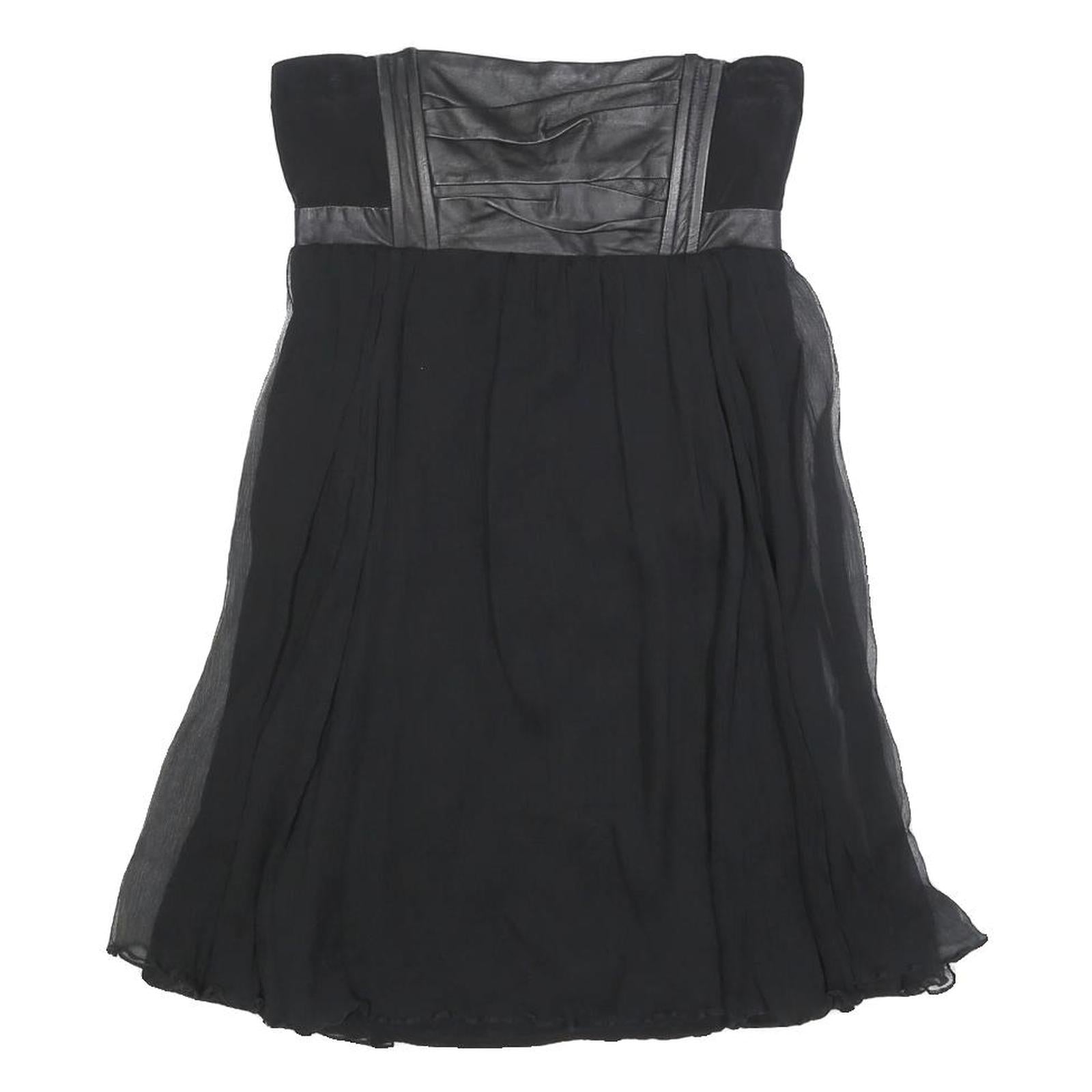 MAJE Womens Black Strapless Silk Dress Mini Evening Cocktail Elegant S